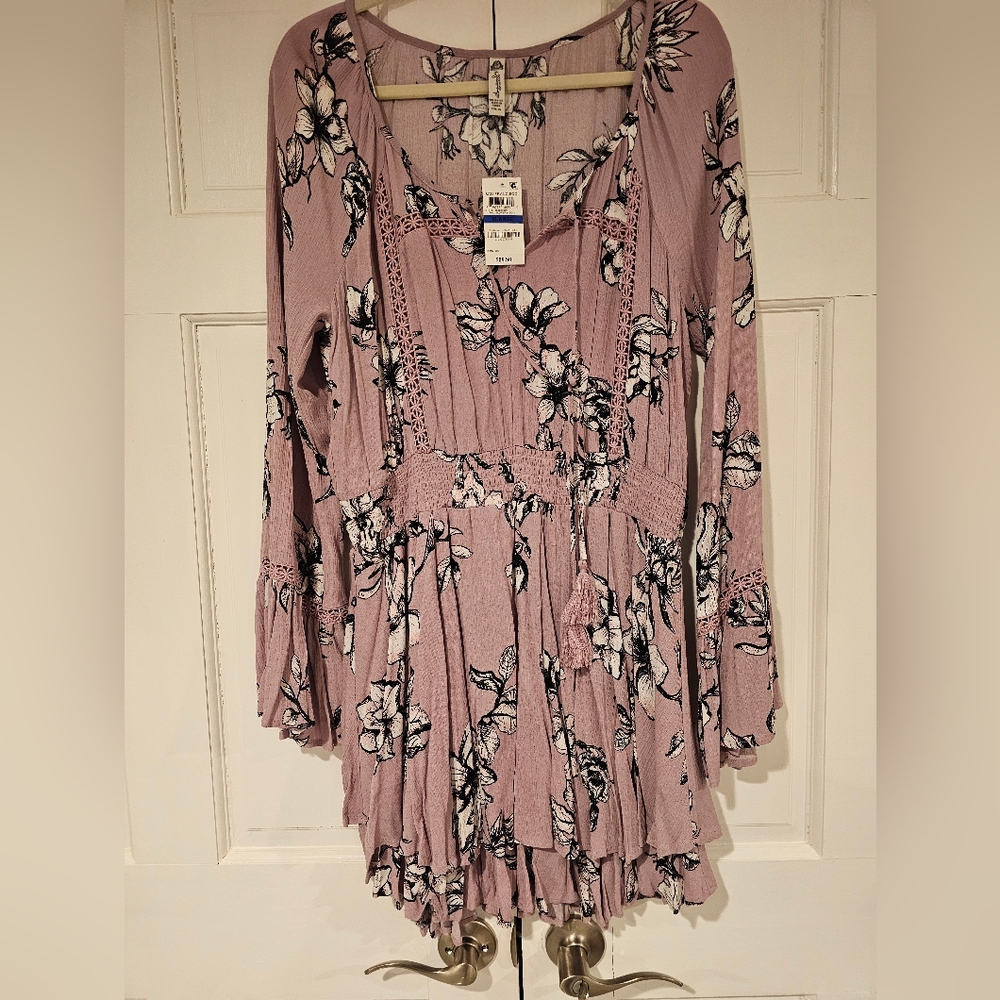 American Rag Pink and Black Long Sleeve Sundress